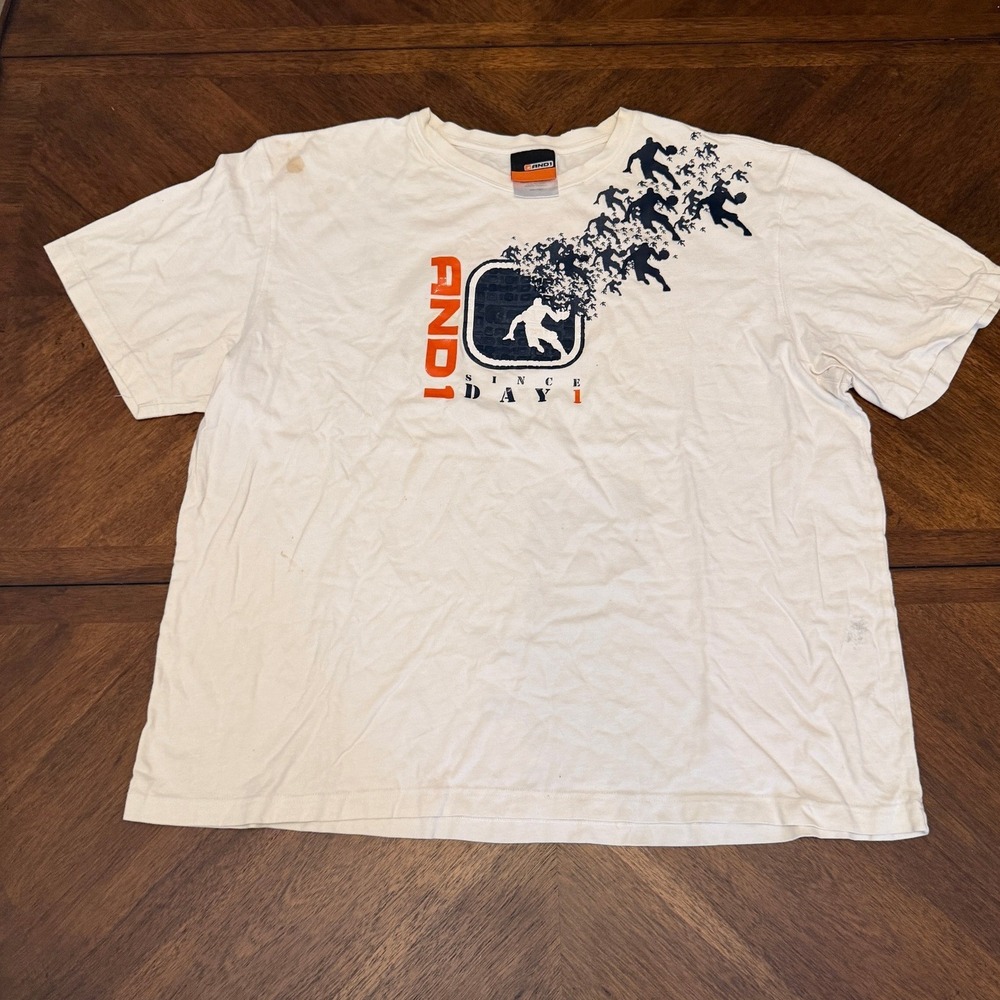 Vintage AND1 Basketball Graphic T-Shirt White Blastin You Out Da Box Mens XL